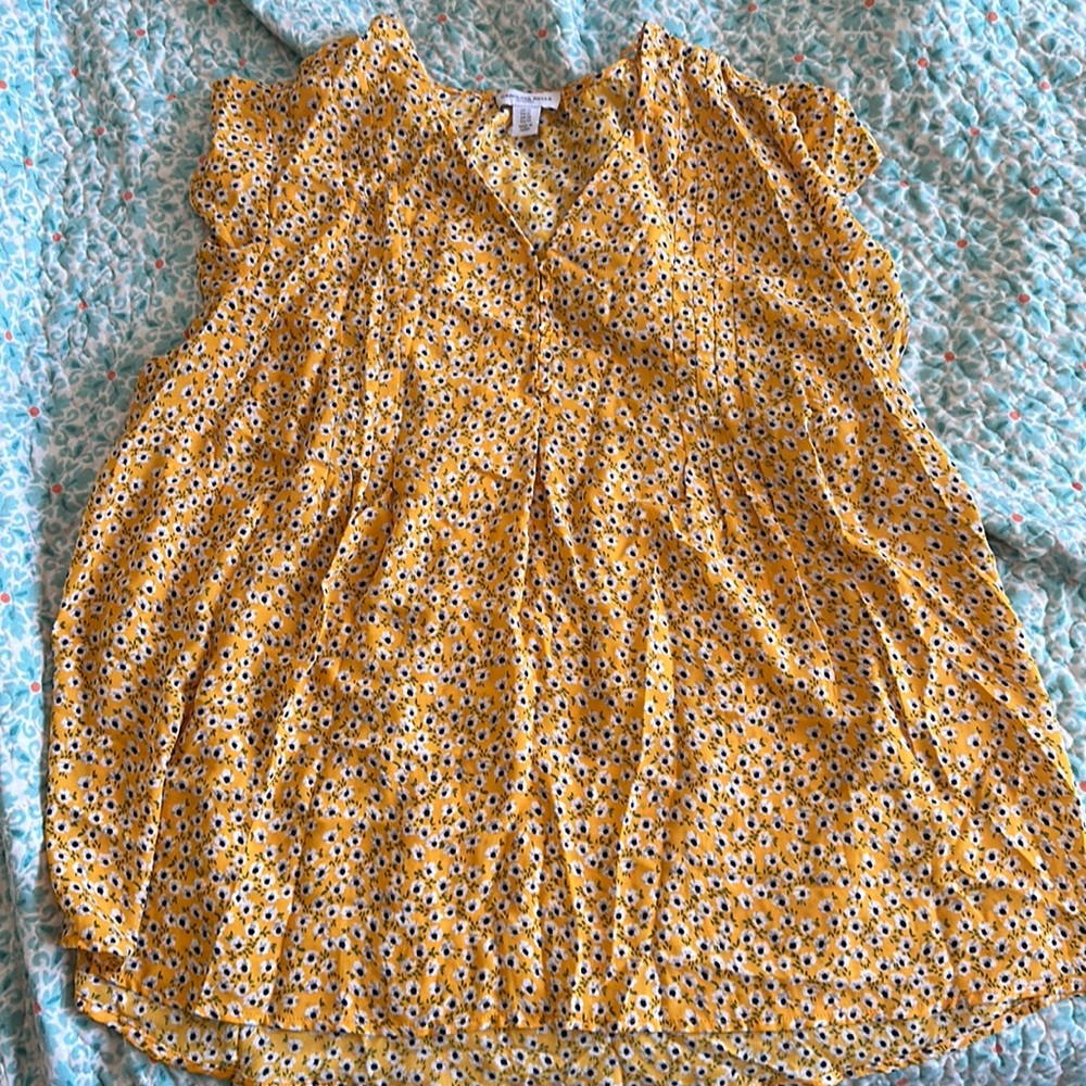 Yellow floral blouse - size 1X
